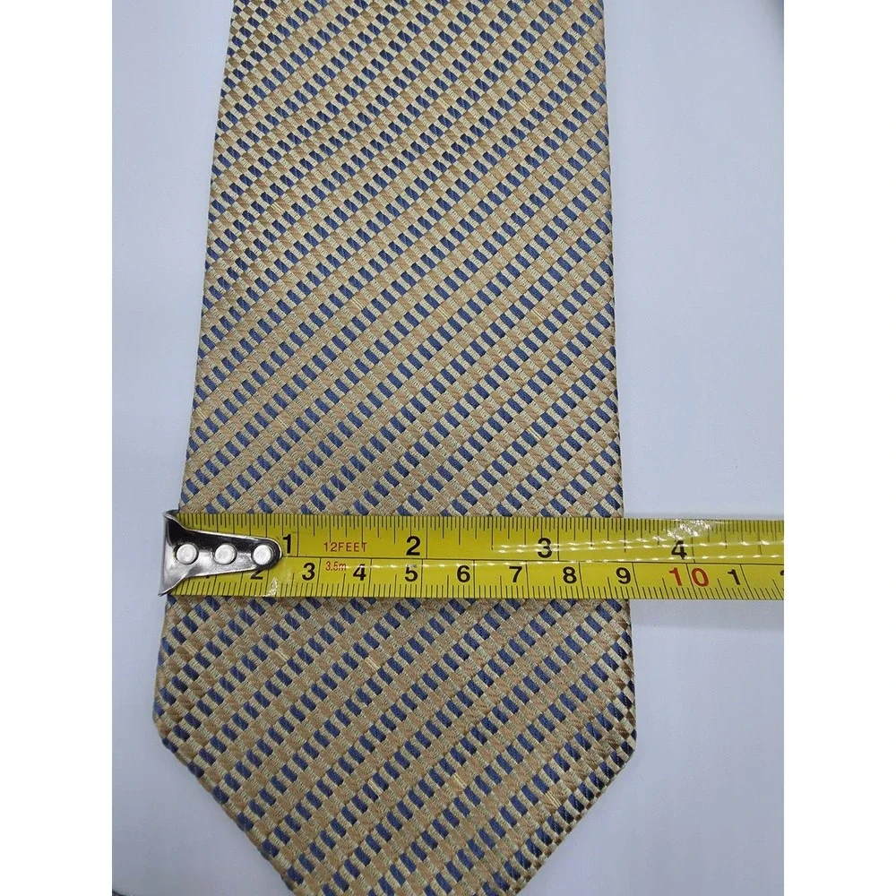 Vintage Tommy Hilfiger 100% Silk Geometric Yellow Blue Tie 58